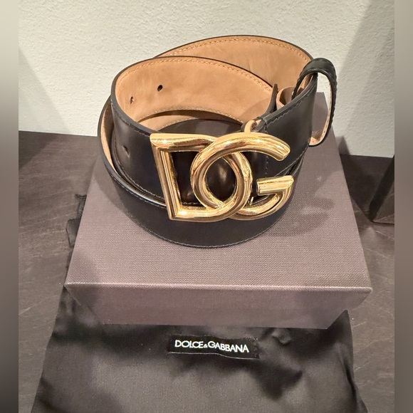 Dolce & Gabbana Accessories - Dolce & Gabbana DG logo black leather belt sz 90
